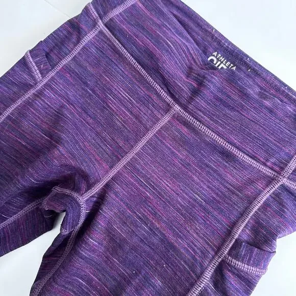 Athleta Girls Heathered Purple Athletic Leggings - Size 7 - Picture 5 of 6